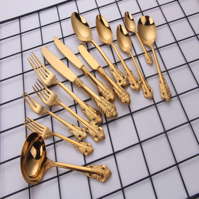 moderne bestik af sølvtøj inox engros engros bryllup 18\\/10 rustfrit stål guld bestik sæt