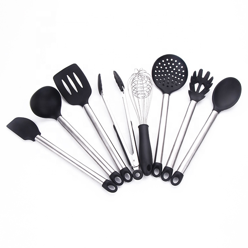 Håndled af rustfrit stål Cooking Tool BPA Free Non Toxic Silicone Turner Tongs Spatula Kitchen Gadgets Utensil Set